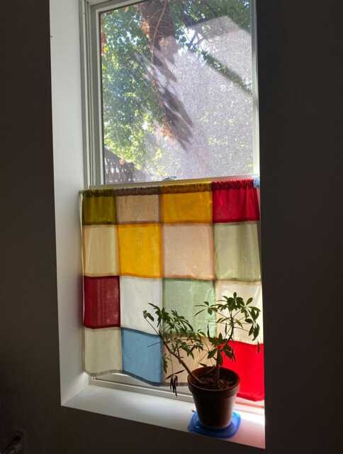 Handmade Patchwork Quilted Stained Glass Colorful Curtains - Similar To Pojagi , Bojagi, Noren, Jogakbo - image 1