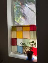 Handmade Patchwork Quilted Stained Glass Colorful Curtains - Similar To Pojagi , Bojagi, Noren, Jogakbo - thumbnail 1