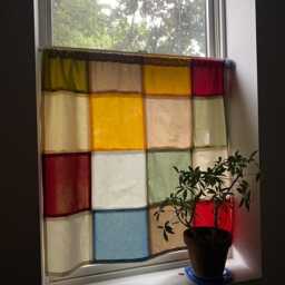 Handmade Patchwork Quilted Stained Glass Colorful Curtains - Similar To Pojagi , Bojagi, Noren, Jogakbo - thumbnail 3