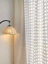 Moyoung Plaid Sheer Curtain, Linen Blend Custom Curtain Panel, Privacy For Livingroom Bedroom, Extra Long Drapes, 1Pc - thumbnail 1