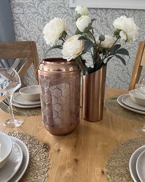 Copper Candle Lantern. Handcrafted Geometric Fretwork - image 1