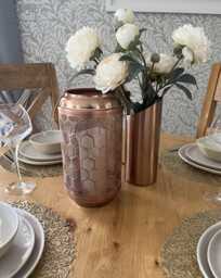 Copper Candle Lantern. Handcrafted Geometric Fretwork - thumbnail 1