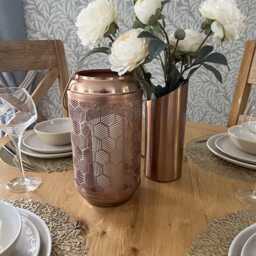 Copper Candle Lantern. Handcrafted Geometric Fretwork - thumbnail 4