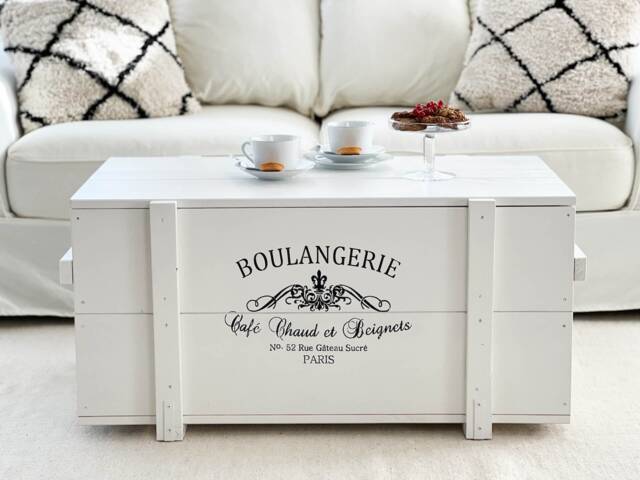 Coffee Table Chest Wooden Box Vintage Shabby Chic - image 1