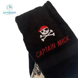 Pirate Towel - Personalised Face Cloth/Hand Bath = Embroidered Skull & Crossbones - thumbnail 4