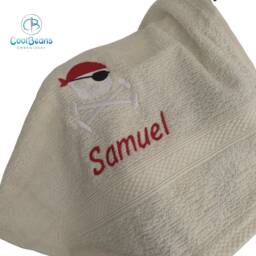 Pirate Towel - Personalised Face Cloth/Hand Bath = Embroidered Skull & Crossbones - thumbnail 3