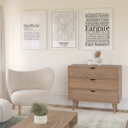 Sheffield Prints, Set Of Three Wall Print, Definition Map Street Gift - thumbnail 2