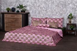 Luxury Faux Fur Bed Set Quartz & Onyx Patchwork, Handmade - thumbnail 1