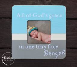 Personalized Baby Boy Picture Frame - Christening Baptism Gift - thumbnail 1
