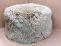 Genuine Hand Made Sheepskin Large Fluffy Fur Foot Stool Pouf Made in UK - thumbnail 1