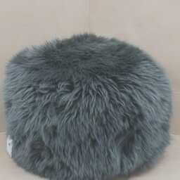 Genuine Hand Made Sheepskin Large Fluffy Fur Foot Stool Pouf Made in UK - thumbnail 4