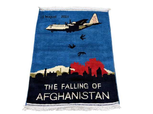 2x3 Ft Beige Color Afghan War Rug - Fall Of Afghanistan, Handmade Wool - image 1
