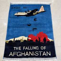2x3 Ft Beige Color Afghan War Rug - Fall Of Afghanistan, Handmade Wool - thumbnail 3