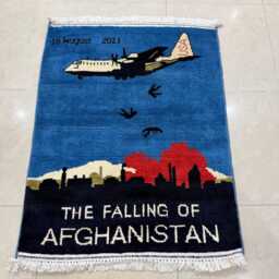 2x3 Ft Beige Color Afghan War Rug - Fall Of Afghanistan, Handmade Wool - thumbnail 2