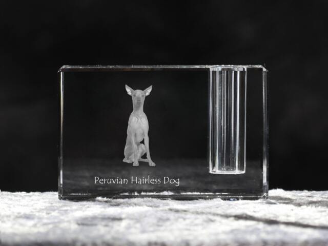 Peruvian Hairless Dog, Crystal Pen Holder With Dog, Souvenir, Decoration, Limited Edition, Collection - image 1