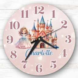 Girls Princess Castle Personalised Gift For Kid's Bedroom Clock - Kids Clock, Children's , Custom Wall