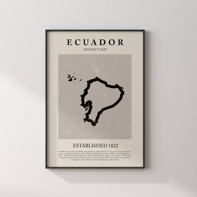 Ecuador Map Vintage Abstract Wall Art Print Picasso + Matisse Inspired Travel Poster - image 1