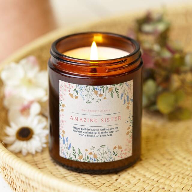 Sister Birthday Gift Floral Soy Wax Candle - image 1