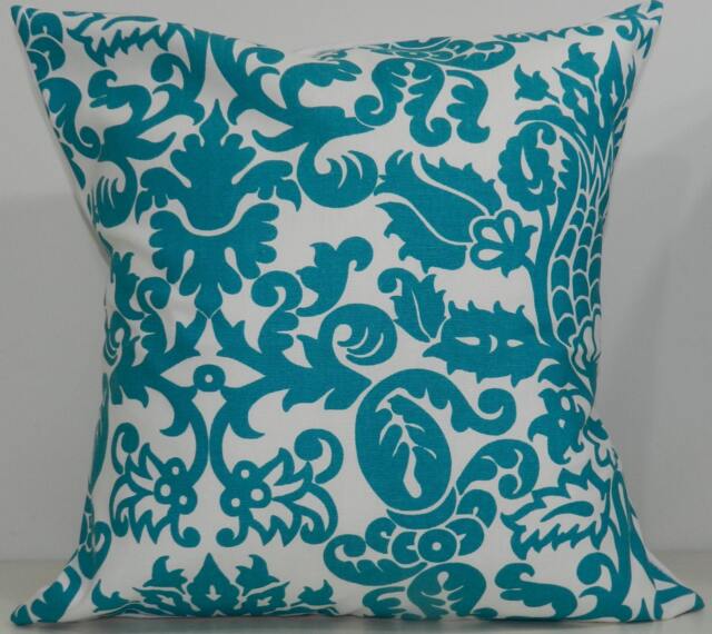 New 18x18 Inch Designer Handmade Pillow Cases in Turquoise & White