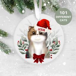Personalised Christmas Cat Bauble, Gift Uk, Ceramic Ornament, Kitten First Christmas, Keepsake, For Him Her - thumbnail 1