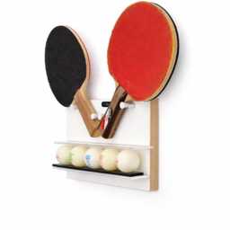 Ping Pong Wall Mount - Wooden Table Tennis Paddle Holder Modern Storage For Paddles & Balls - thumbnail 1