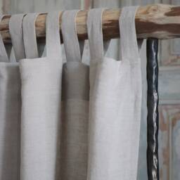 Tab Top Linen Curtains - Natural Stonewashed Panel Handmade Drapes Custom Size Semi Sheer Window Boho Rustic - thumbnail 3