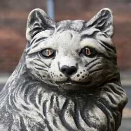 Concrete Fluffy Kitty Statue Garden Cat Sculpture Stone Kitten Figurine Handmade Decoration Memorial Pet Ornament Cement Lover Gift - thumbnail 2