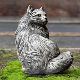 Concrete Fluffy Kitty Statue Garden Cat Sculpture Stone Kitten Figurine Handmade Decoration Memorial Pet Ornament Cement Lover Gift - thumbnail 3