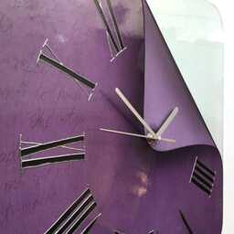 Rustic Purple Tempered Glass Wall Clock Funky Clock - thumbnail 2