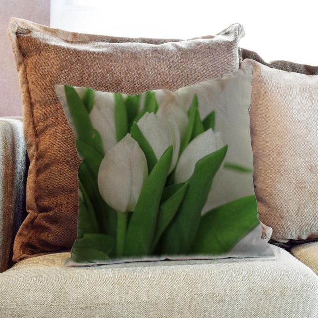 Flowers Tulips Photography - Decorative Pillow Throw Cushion Fabric , Case Cover Or With Filling