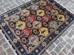 4x6 Ft Afghan Trribal Rug - Tree Of Life Design Red, Blue & Gold Oriental Carpet Handwoven Style Decorative Area For Home Gift - thumbnail 1