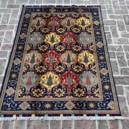 4x6 Ft Afghan Trribal Rug - Tree Of Life Design Red, Blue & Gold Oriental Carpet Handwoven Style Decorative Area For Home Gift - thumbnail 3