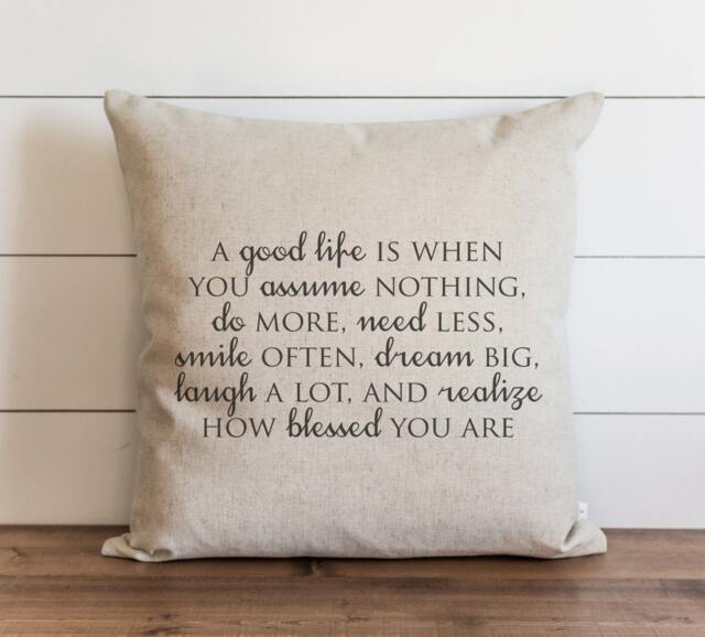 A Good Life 20 X Pillow Cover // Everyday Throw Gift For Her Accent - image 1