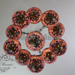 Turkish Mosaic Sultan Chandelier - 11 Large Globe Ottoman Ceiling Lamp - S11L - thumbnail 4