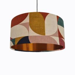 Retro Bold Multicoloured Lampshade With Copper Lining, Abstract
