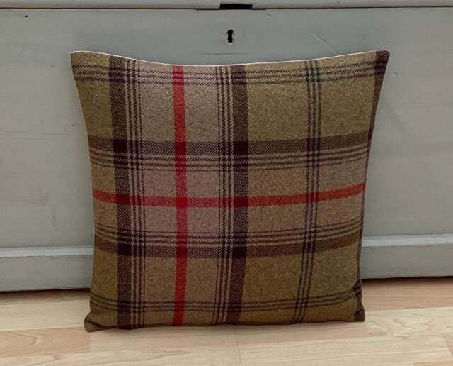 Balmoral Handmade Tartan Tweed Pillow Cover Skye Hunter Plaid Cushion - image 1