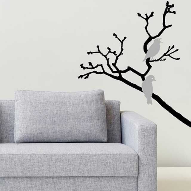 Wall Decal Birds On A Branch, Wall Sticker, Branch Vinyl Stencil, Decoration - image 1
