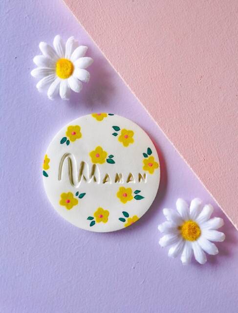 Christmas Gift For Mom - Personalized Yellow Clay Flower Medallion Merry - image 1