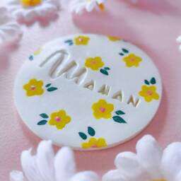 Christmas Gift For Mom - Personalized Yellow Clay Flower Medallion Merry - thumbnail 2