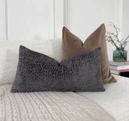 Embossed Chenille Dark Gray Lumbar Pillow Cover Decorative Accent Covers Grey Cushion - All Sizes