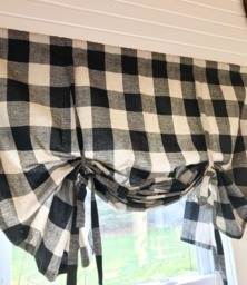Black & Natural Buffalo Check Tie-Up Valance Designer Plaid Shade - thumbnail 1