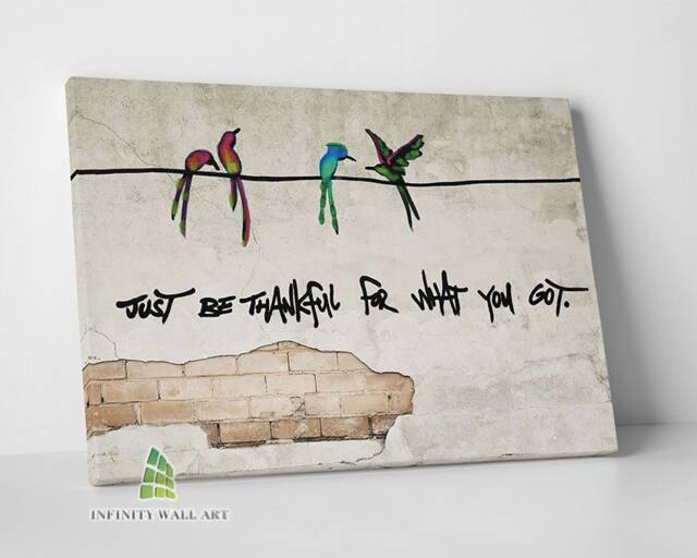 Be Thankful Graffiti Canvas Art Wall Print Picture Banksy Style Home Decor -C935 - image 1