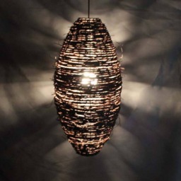 Dark Brown Cocoon Shaped Rattan Pendant Lights-Wild Style Lighting-Rustic Lighting-Rattan Lamp Fixtures-Rattan Lighting - thumbnail 2