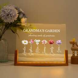 Custom Mom/Grandma's Garden Birth Month Flowers Night Light, Birthday Mom Gift, Grandma Light With Grandkids Name, Gift For Grandma - thumbnail 3