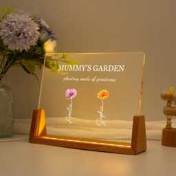 Custom Mom/Grandma's Garden Birth Month Flowers Night Light, Birthday Mom Gift, Grandma Light With Grandkids Name, Gift For Grandma - thumbnail 2