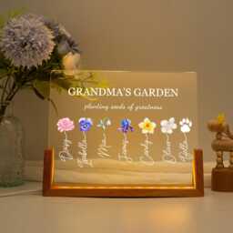 Custom Mom/Grandma's Garden Birth Month Flowers Night Light, Birthday Mom Gift, Grandma Light With Grandkids Name, Gift For Grandma - thumbnail 1