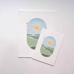 Afternoon Landscape Print/Art Abstract Nature Farmland 5x7, 8x10 - thumbnail 3
