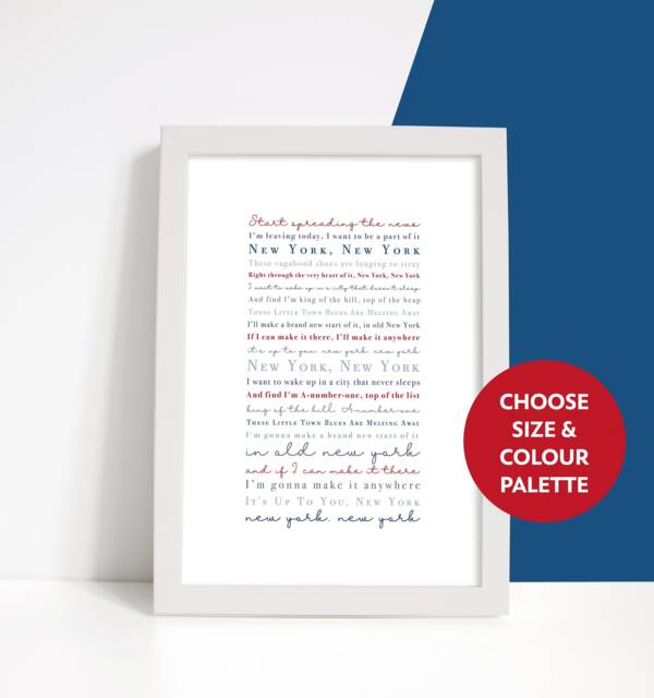 Frank Sinatra New York Lyrics Print Song Lyric Art - image 1