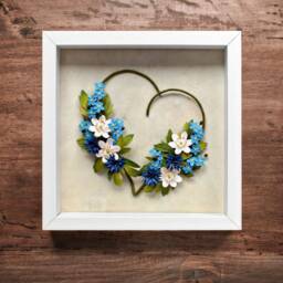 Blue Heart Valentine's Gift - Floral Forget Me Not Flowers Wall Art Paper Anniversary Quilling Love Decor - thumbnail 2