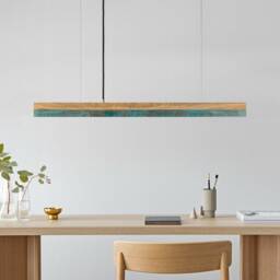 Pendant Lamp - Oak Wood & Oxidised Copper Dining Room Gantlights Led - thumbnail 2
